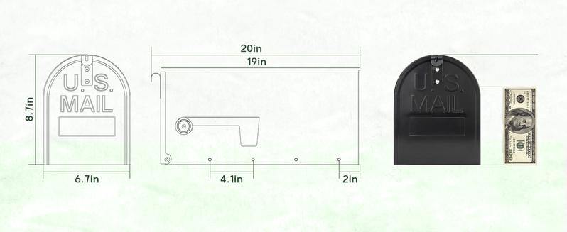 Galvanized Steel Post-Mount Mailbox 20"x8.7"x6.7" - Weatherproof Outdoor Lockable Mailbox with Anti-Rust Coating, Medium Capacity/Apartment Security Organiser Racks