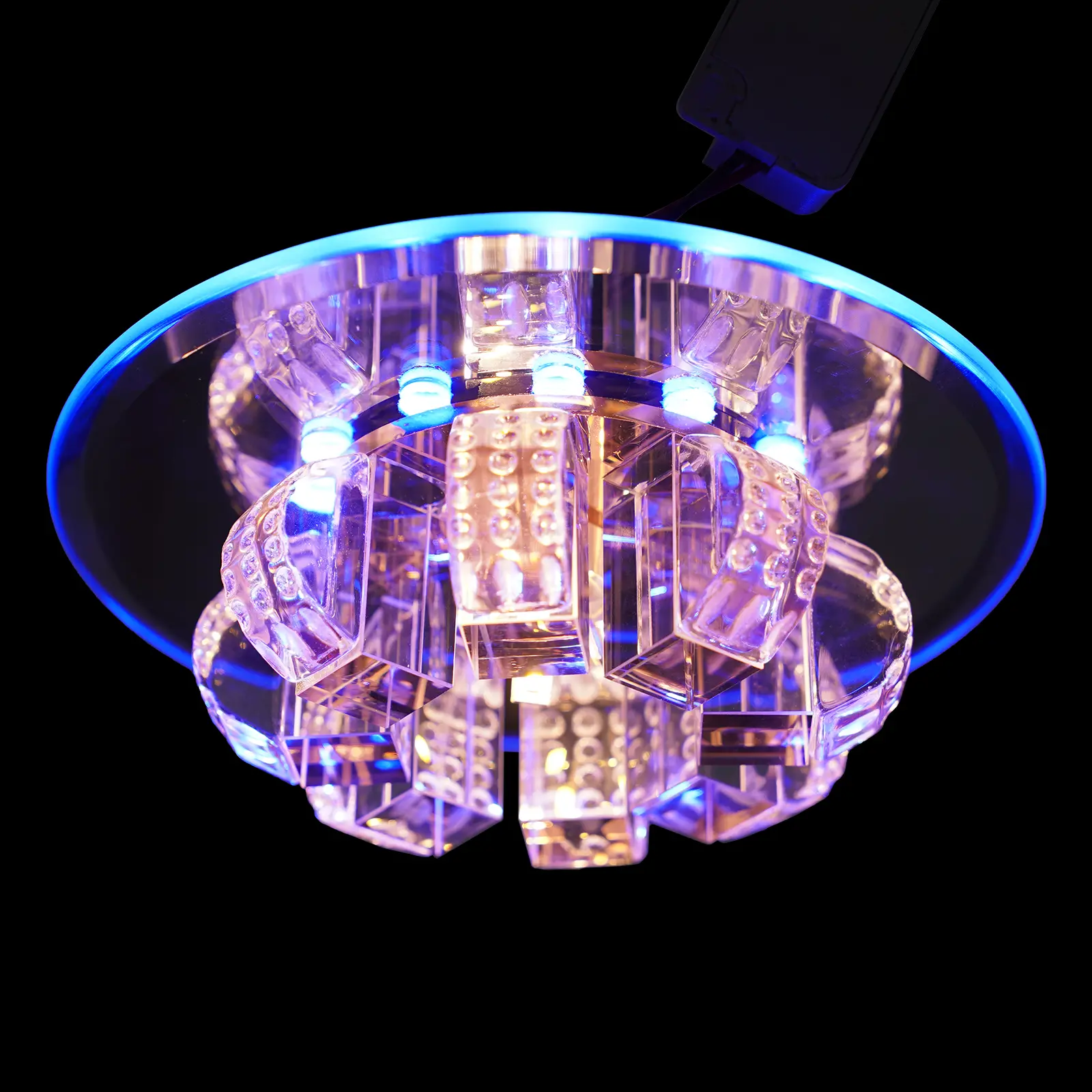 Crystal LED Ceiling Light 18cm Round Flush Mount 9W Warm White Blue Light For Bedroom Kitchen Dining Room And Hallway