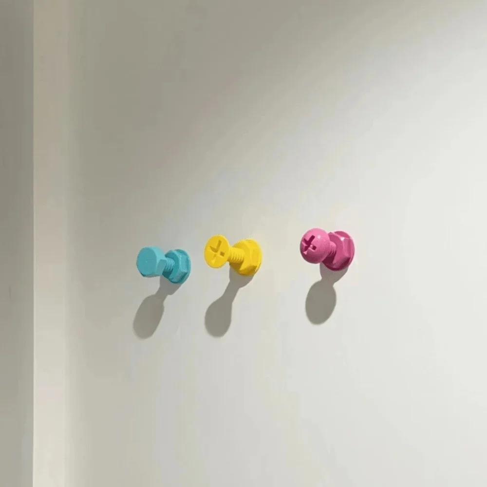 Screw adhesive hook, creative hook, wall hook, clothing hook, behind-the-door hook, strong adhesive, no drilling required, cute children's hook