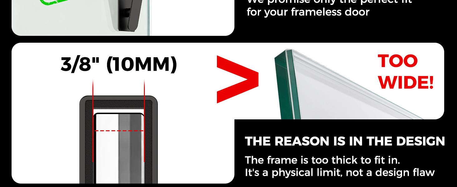 Shower Door 8 Inch,Extended Shower for Towels,Over the for Frameless Door (Black,2 Pack)
