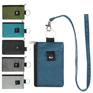 Ultra Slim Mini Wallet & Card Holder, Multi-functional RFID Blocking Card Pouch with Lanyard & Keychain. Compact lightweight pocket accessory, protects card info, perfect for daily card storage, neck wear and key organization.