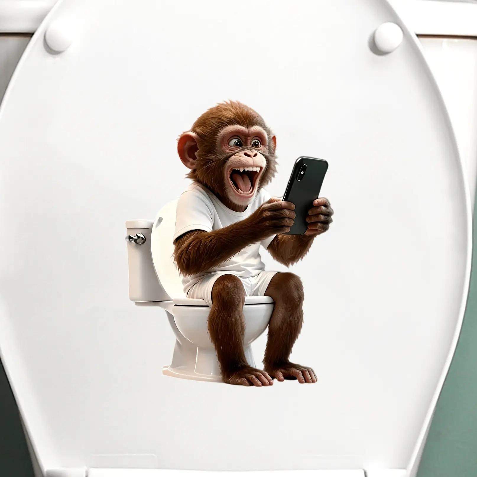 Funny Gorilla Toilet Sticker, Self-Adhesive PVC Decorative Decal, Perfect for Bathroom, Toilet Tank, Walls, Tiles, Ideal Gift