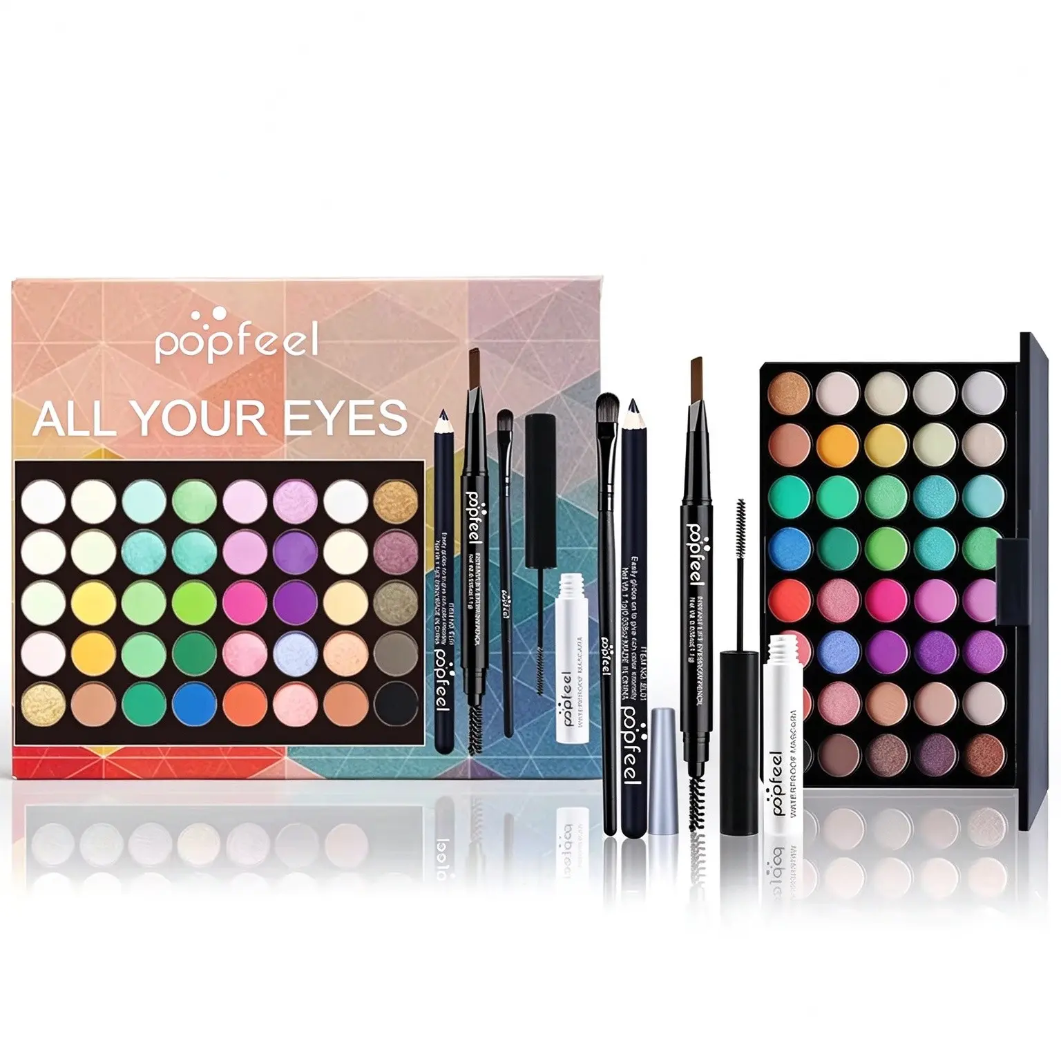 All Your Eyes Makeup Set for Women, Full Eye Cosmetic Kit with 40 Color Matte Shimmer Eyeshadow Palette, Eyebrow, Eyeliner & Mascara, Perfect Starter Gift for Makeup Lovers