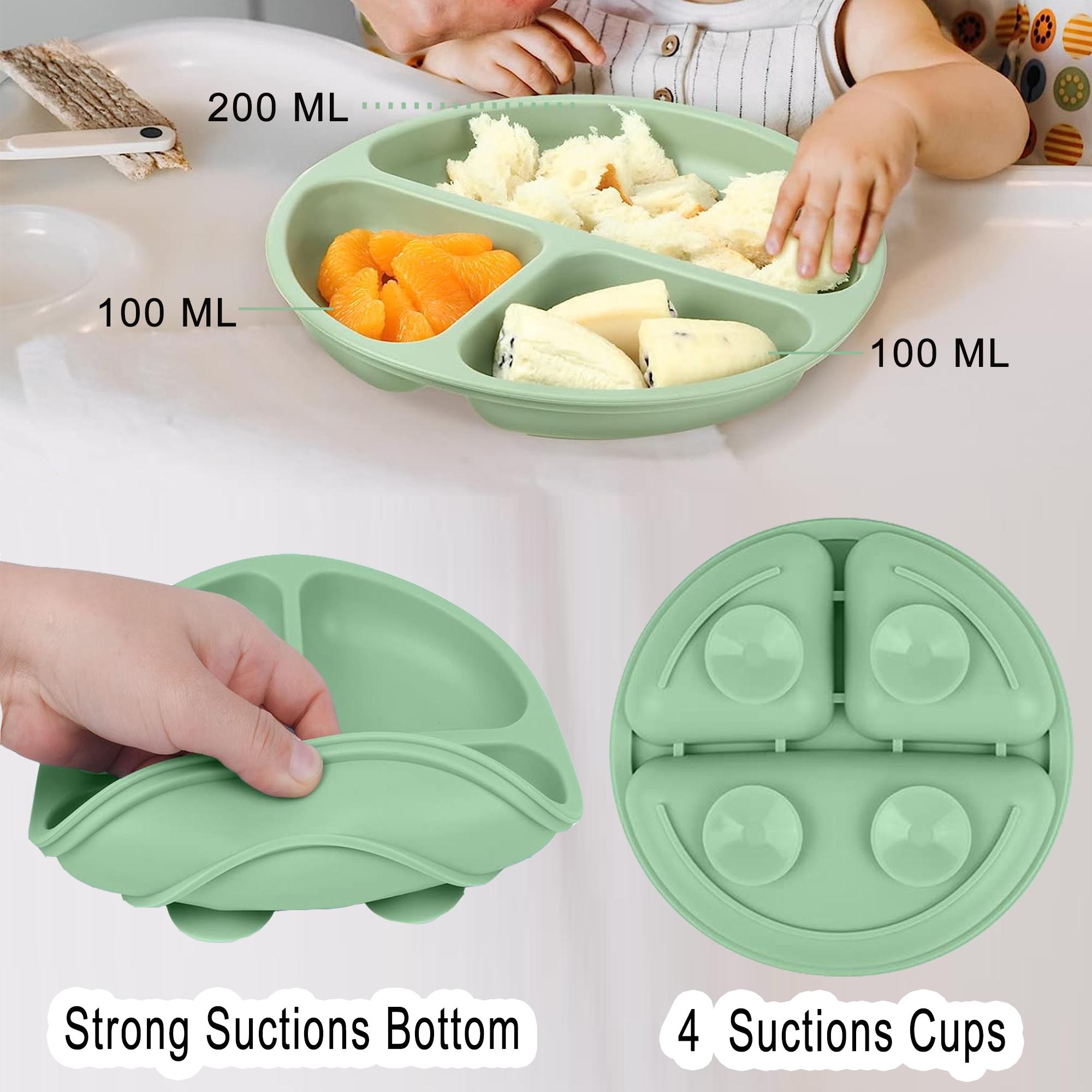 Baby Feeding Set Silicone Smiley Face Plate, Snail Bowl, Bear Food Box, Bib, Cup, Forks, BPA Free Trays, Play Food Tableware, Baby Food Tools for Infants, Cutlery Utensil Sets
