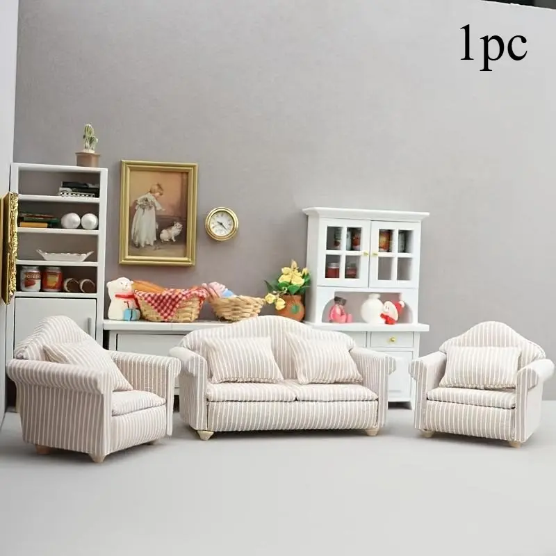 Charming Cute Mini Sofa Chair Model Multi Functional Interior Indoor Outdoor Decor Perfect for Halloween Christmas Valentine Thanksgiving No Power Needed Home Furniture 12 Inch Striped Doll Christmas Easter New Year Gift