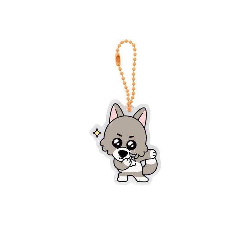 Popular Korean Boy Group Idol Cute Animal Pendant Cartoon Style Transparent Acrylic Bead Chain Next Door Keychain Fans Collect