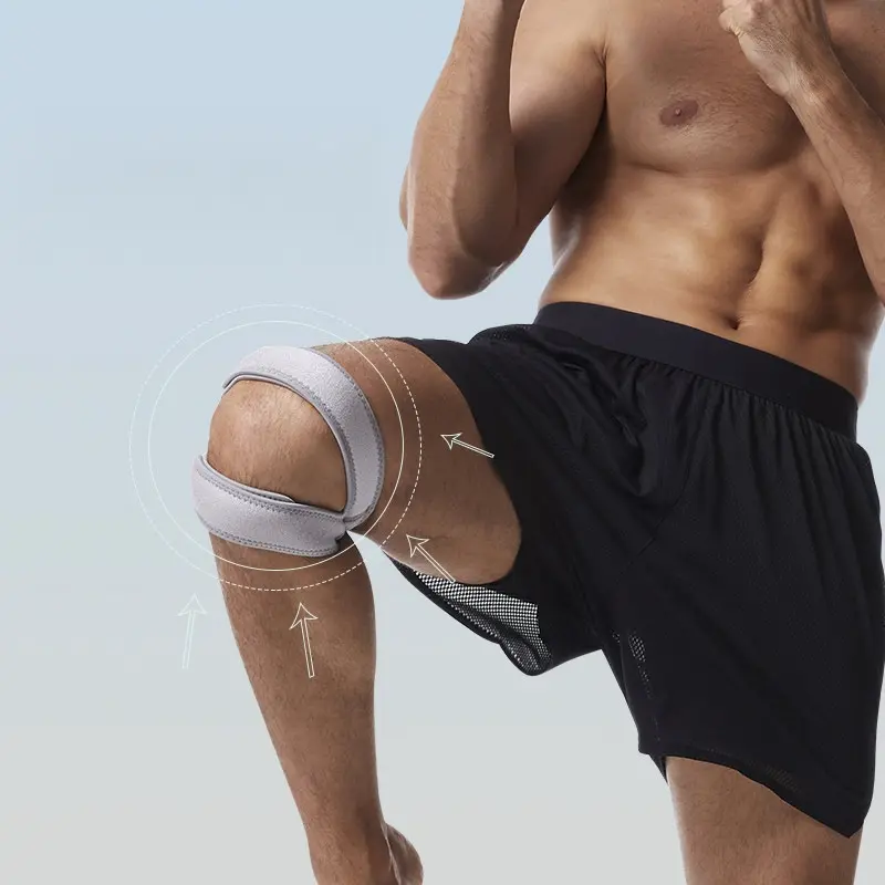 New sports silicone patella strap with compression for meniscus protection, suitable for running, hiking, breathable basketball knee brace.