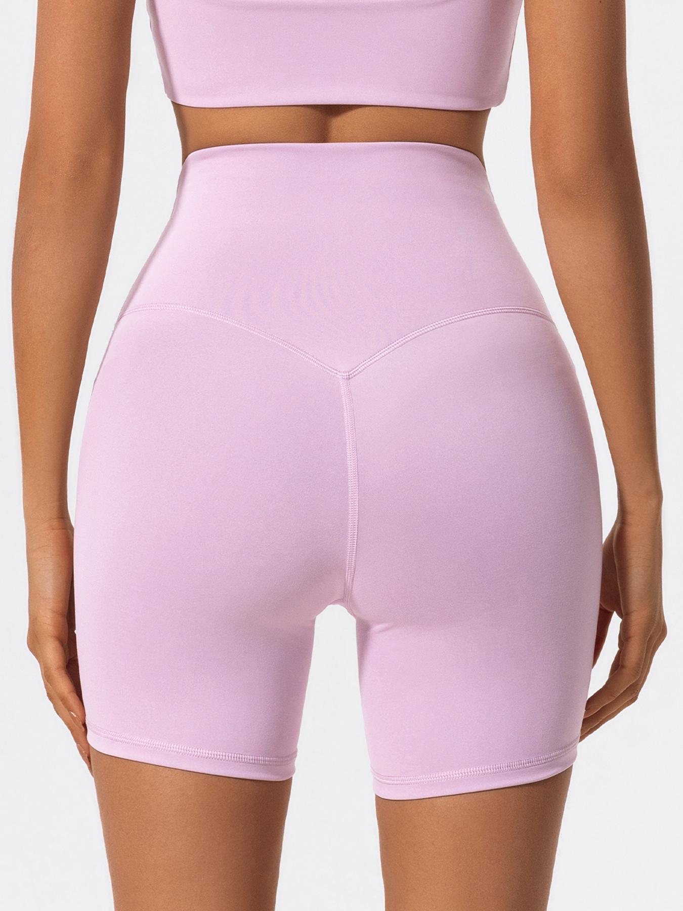 Women's Solid High Waist Sports Shorts, High Stretch Seamless Yoga Shorts, Active Shorts, Ladies Sportswear for Indoor Outdoor Wear, Gym Workout Shorts