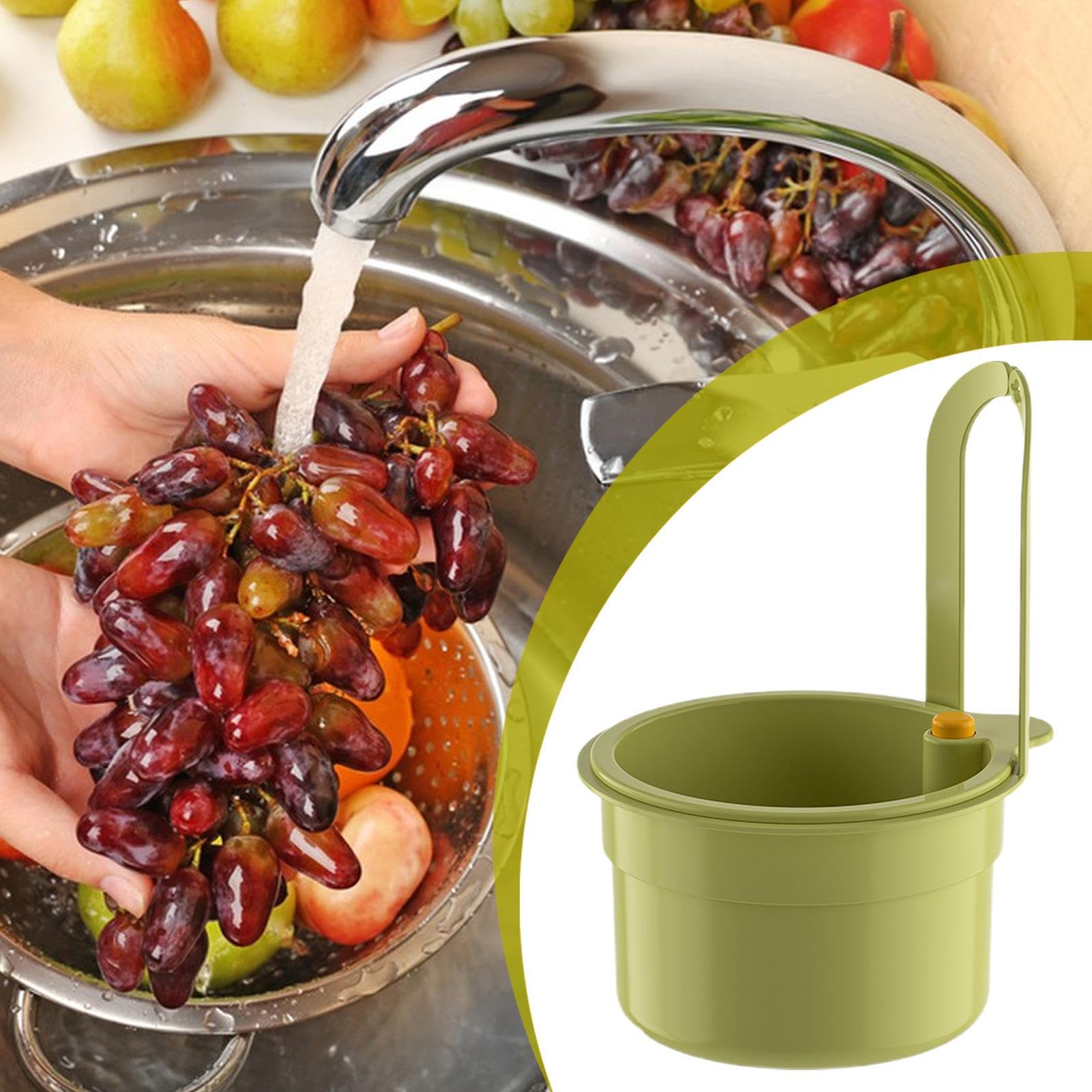 Over the Sink Colander - Small-Size Strainer Basket for Apartment Users, Tool-Free Faucet Edge Hanging, Quick Drain, Efficient Small-Sink Fit, Bottom Release for Effortless Maintenance, Compact Spaces