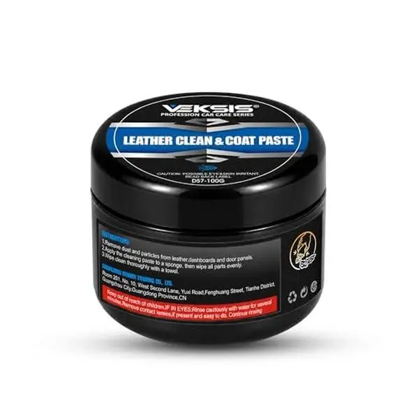 Veksis Leather Clean & Coat Paste – 100g 2-in-1 Leather Cleaner and Conditioner, Creamy Non-Toxic Balm for Car Seats, Sofa, Boots, Handbags, Restores & Protects with Ceramic Coating