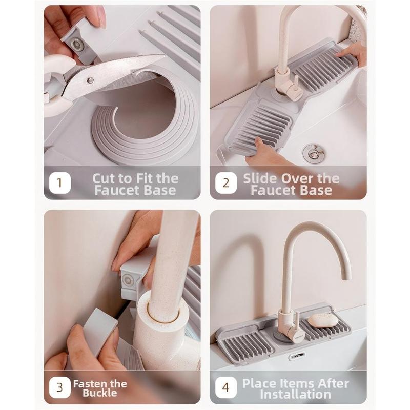 Kitchen Sink Faucet Mat, Silicone Folding Splash Guard, Draining Mat with Button Lock, Sink Faucet Protector, Sink Accessories for Kitchen Hands-Free Flat Floor Mop Bucket Set Suction Cup Sponge Holder for Kitchen Sink  semiannual  sale  2023  2025 easy i