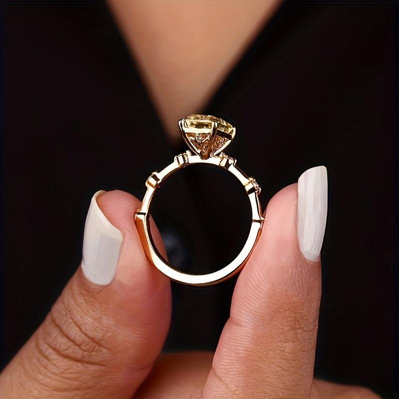 Women's Brilliant Exquisite Yellow Cubic Zirconia Engagement Ring – Fashionable Jewelry, Ideal Gift for Weddings & Anniversaries