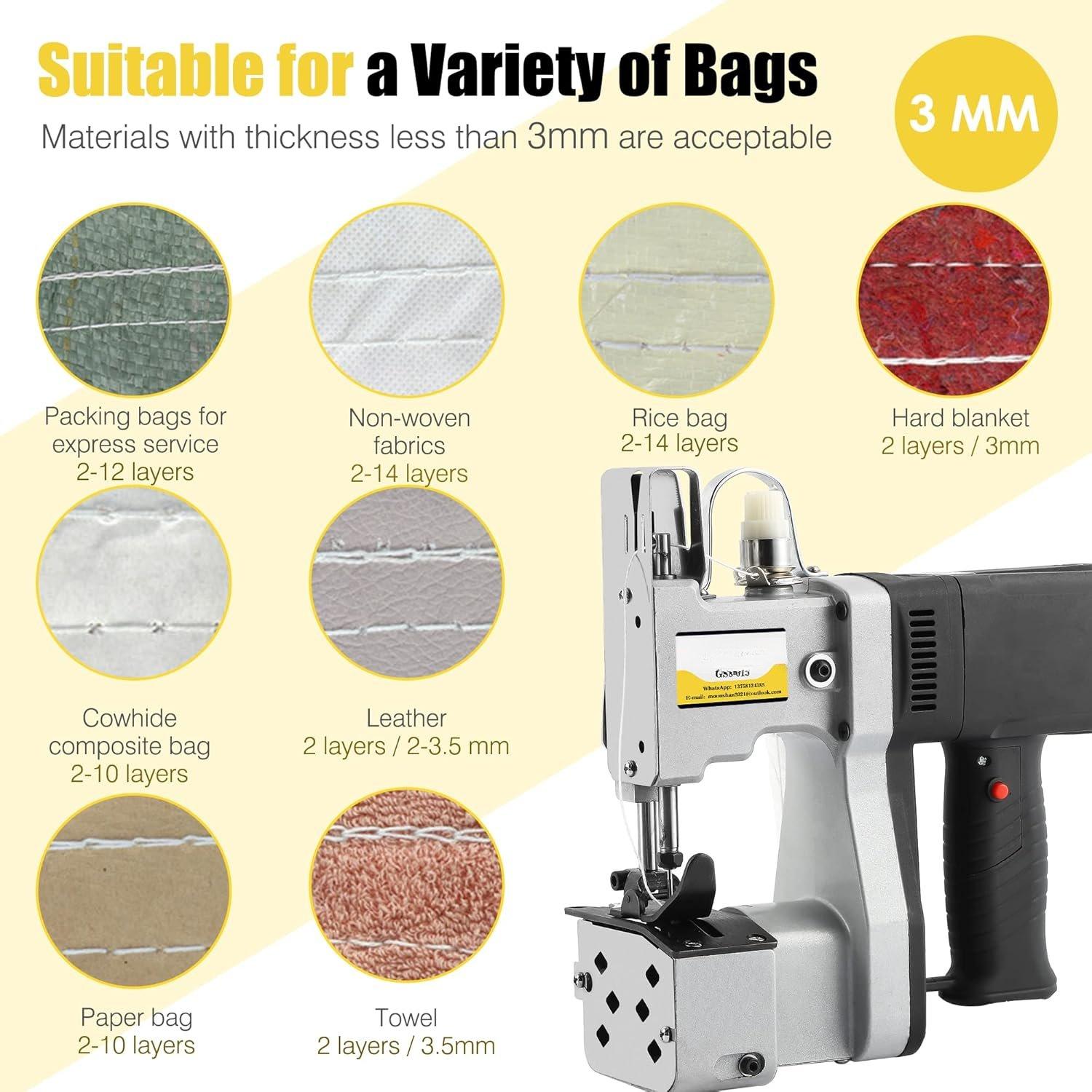 Bag Sewing Machine 2s/bag Bag Closing Machine Portable Bag Closer 6.4Lbs Automatic Woven Bag Sewer Packing Machine for Packing Bags Non-woven Fabrics Leather Bag Sewing Machine 2s/bag Bag Closing Machine Portable Bag Closer 6.4Lbs Automatic Woven Bag Sewer Packing Machine for Packing Bags Non-woven Fabrics Leather