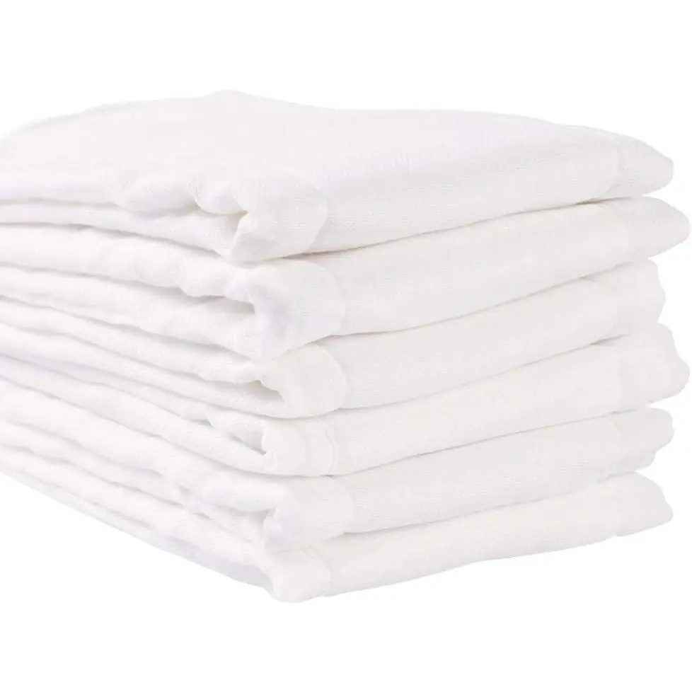 100% Unbleached Premium Cotton Prefold Cloth Diapers, 6 Ply Multi-Use Washable Diapers for Babies to Toddlers (10-35 lbs), 6 Count