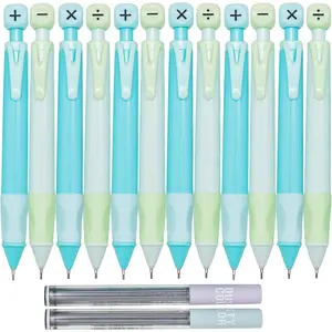 12 count 2B 0.9mm Mathematical Symbols Mechanical Pencils with 40 count Replaceable HB Lead Refills Automatic Pencil for Teacher Students Drawing Drafting Sketching Homework School Supplies