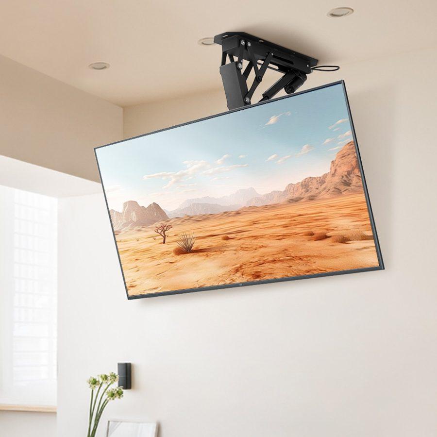 VEVOR Motorized Ceiling TV Mount, TV Wall Mount for 32 to 70 Inch TV, Electric Adjustable Ceiling TV Mount, Motorized Flip Down TV Mount Bracket with Max VESA 24x 24 in, Fits TVs Up to 110 lbs