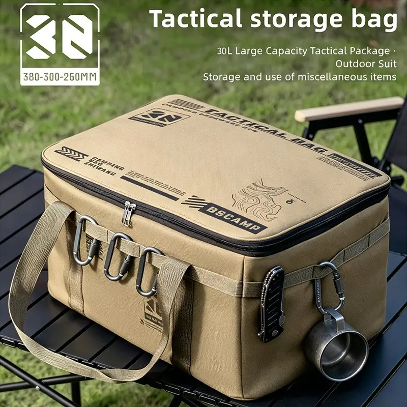 Large Capacity Outdoor Tactical Storage Bag, Durable Waterproof Oxford Fabric, Multiple Carabiner Points, Camping Gear Organizer, Camping Accessories