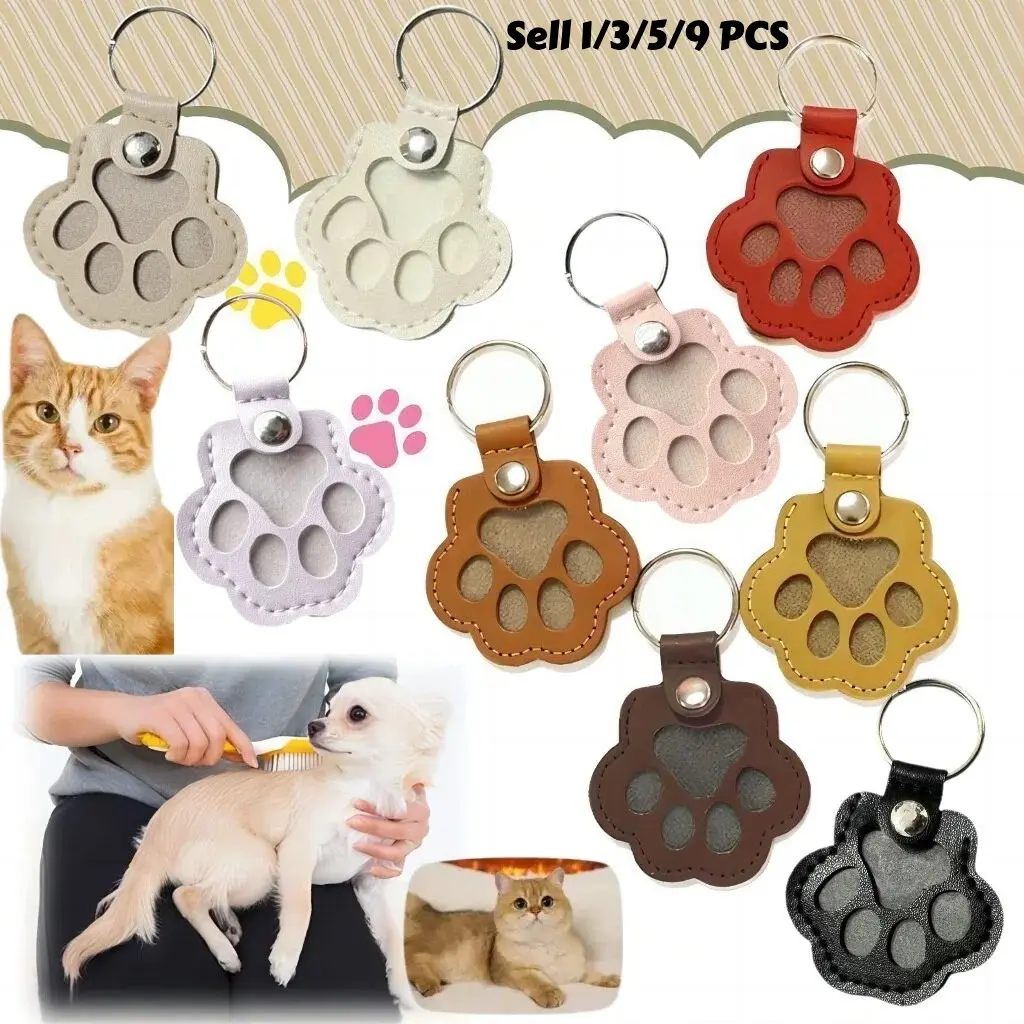 1/3/5/9 Counts Cat and dog hair keychain, Creative Practical Pet Hanging Ornament, for pet owners to collect and commemorate, Dog & Cat Paw Print Design, Durable Memorial Keepsake, Key Organizer Storage Bag, for Souvenirs, Pet Owner Gifts