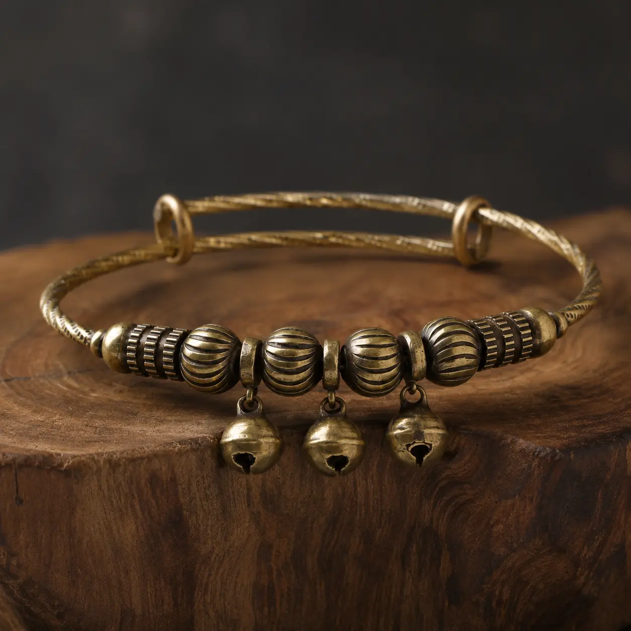 Jingling Bell Textured Bead Open Bangle - Fashion Bracelet, Musical Retro Costume Jewelry, Perfect Gift for Music Lovers, Stylish Accessory for Special Occasions, Bead Bracelets, Exquisite Bracelet, Meaningful Gifts