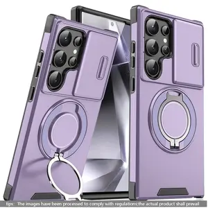 Fashionable Luxury Lens Window 360 Stand Phone Case, Scratch-Resistant and Drop-Proof, Compatible with Samsung Galaxy S26 Ultra/s25 Ultra Etc
