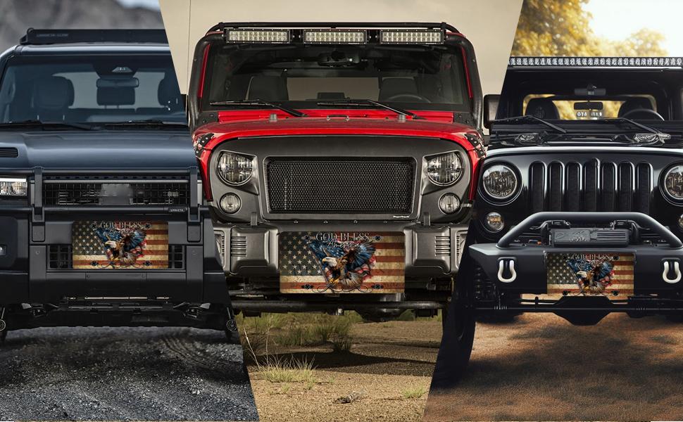 God Bless America license plate 6x12.American flag  bald eagle.Patriotic front plate for car truck SUV.Durable aluminum USA auto accessory with 4 holes.