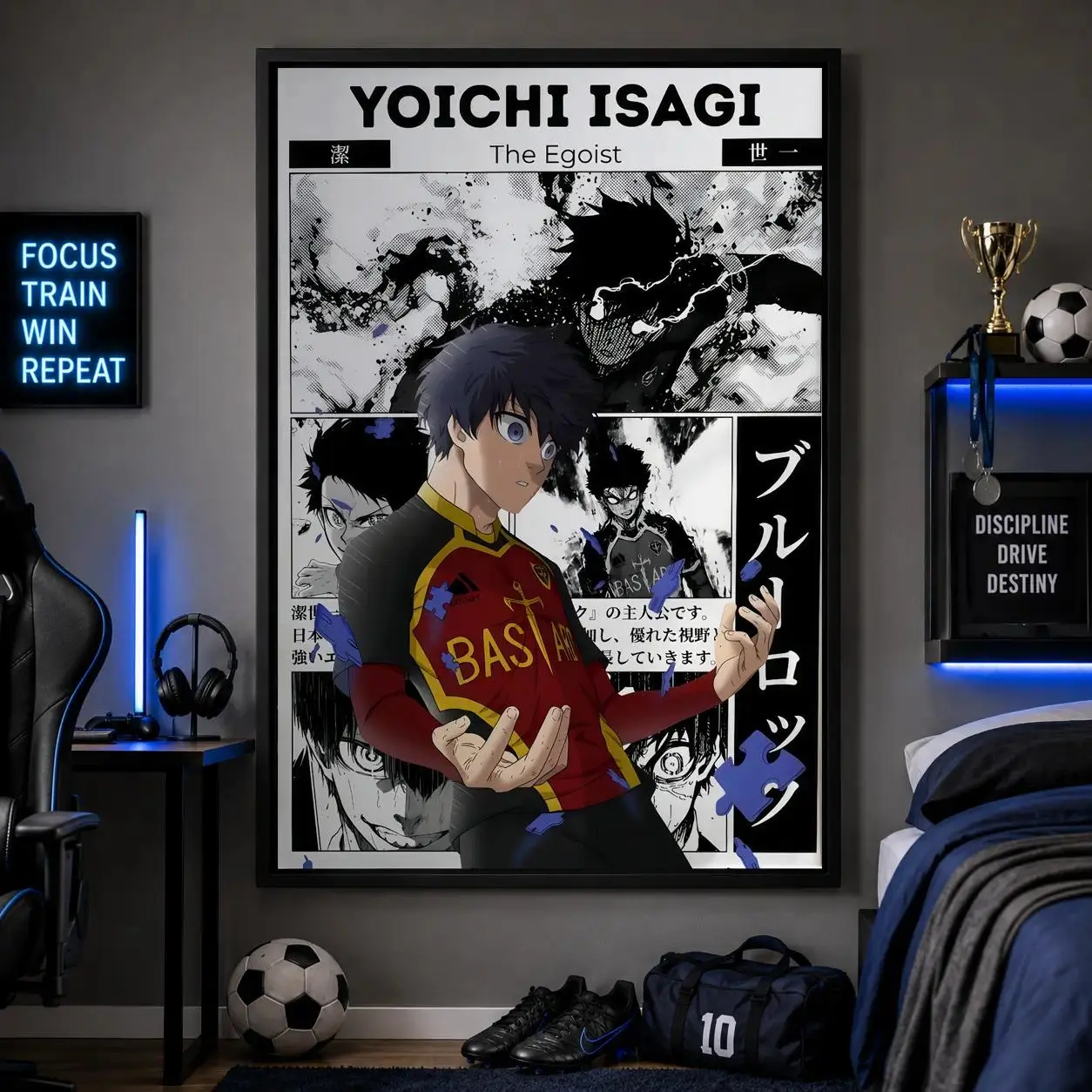 Blue Lock Isagi Yoichi Anime Poster, Manga Wall Artwork Prints, Home Decor Gift, Canvas Poster Wall Decor, Room Decorations, Funky Home Decor, Anime Wall Art, Bedroom Canvas Poster