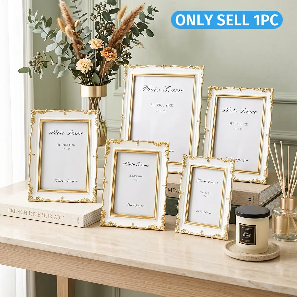 Frame Wave Carved Decorative Photo Frame, Modern Resin Desktop Display, Romantic Art Picture Frame, Wedding Gift Box