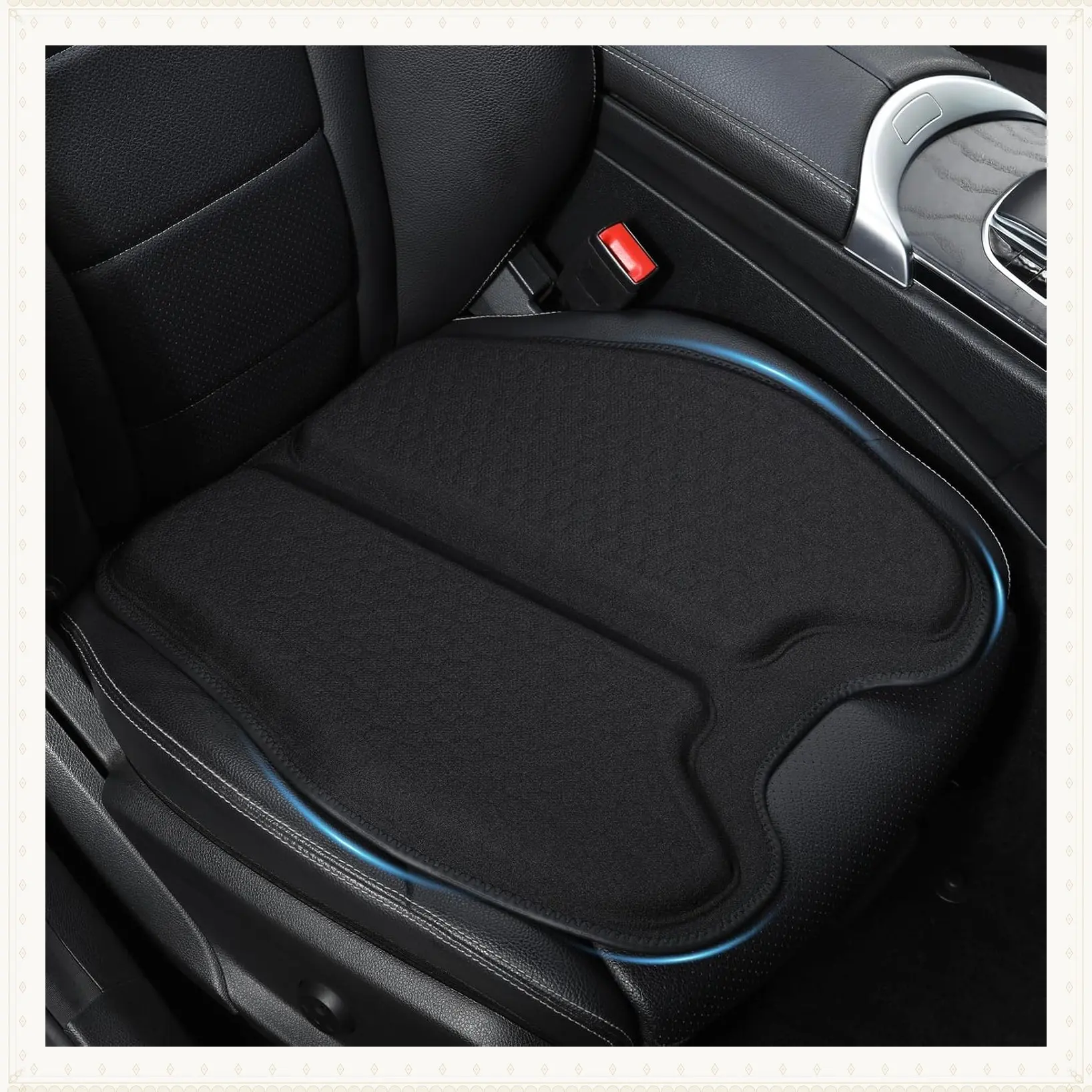 Soft Thin Gel Seat Cushion with 1 Inch Gel for Sciatica & Tailbone Pain Relief - Black Non-Slip Pad for Car Seat, Office Chair & Wheelchair, Ideal for Long Drives or SittingGift