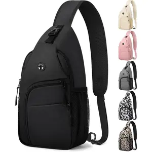 Crossbody Bags for Women Man Waterproof Sling Bag Backpack Trendy Casual Cross Body Bag with Convertible Shoulder Strap Chest Bag for Camping Hiking Travel Essentials (Black, Medium )Gift.