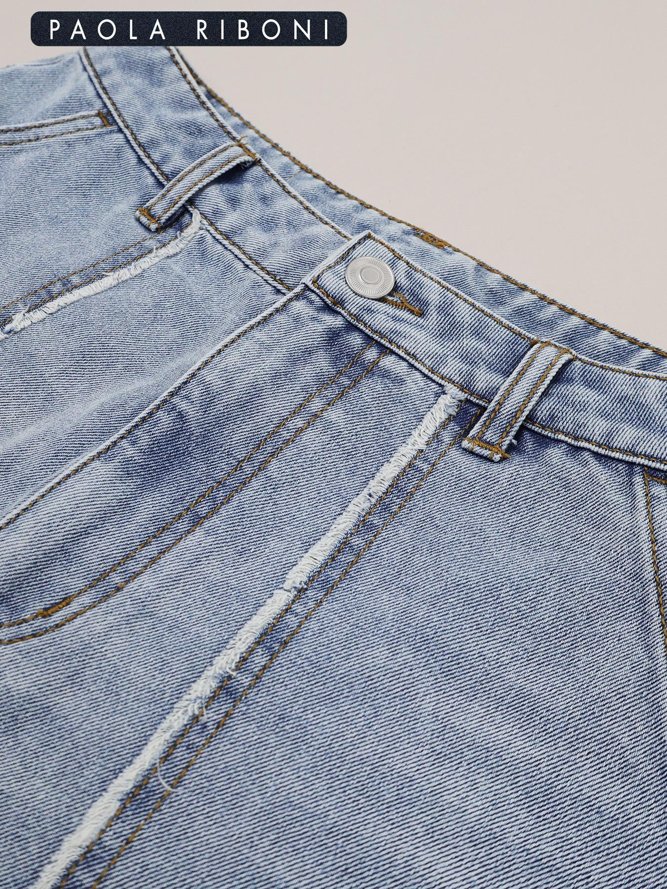 Women's Plain Basic Distressed Fitted Cropped Light Wash Denim Shorts, Casual Fashion Shorts for Summer, Ladies Bottoms for Daily Wear