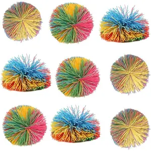 16 PCS Sensory Fidget Stringy Balls, Multicolor Soft Rubber Bouncy Stress Balls, Pull Stretch Elastic Ball Toy Rainbow Fidget Party Favorsfidget toys