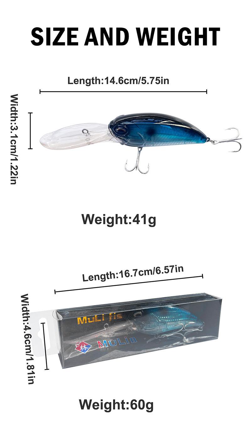 Deep Diving Sinking Minnow Lures Long Lip Crankbait Realistic Swimbaits Sharp Treble Hooks Durable Hard Baits for Freshwater Saltwater Bass Walleye Trout Outdoor Fishing Angling Tackle Accessories