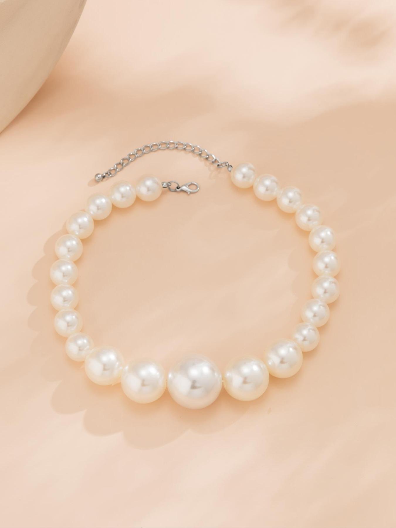 Faux Pearl Decorated Necklace for Women, Elegant Necklace, Clavicle Matching Necklace, Fashion All-match Accessory, Trendy Jewelry for Daily Wear