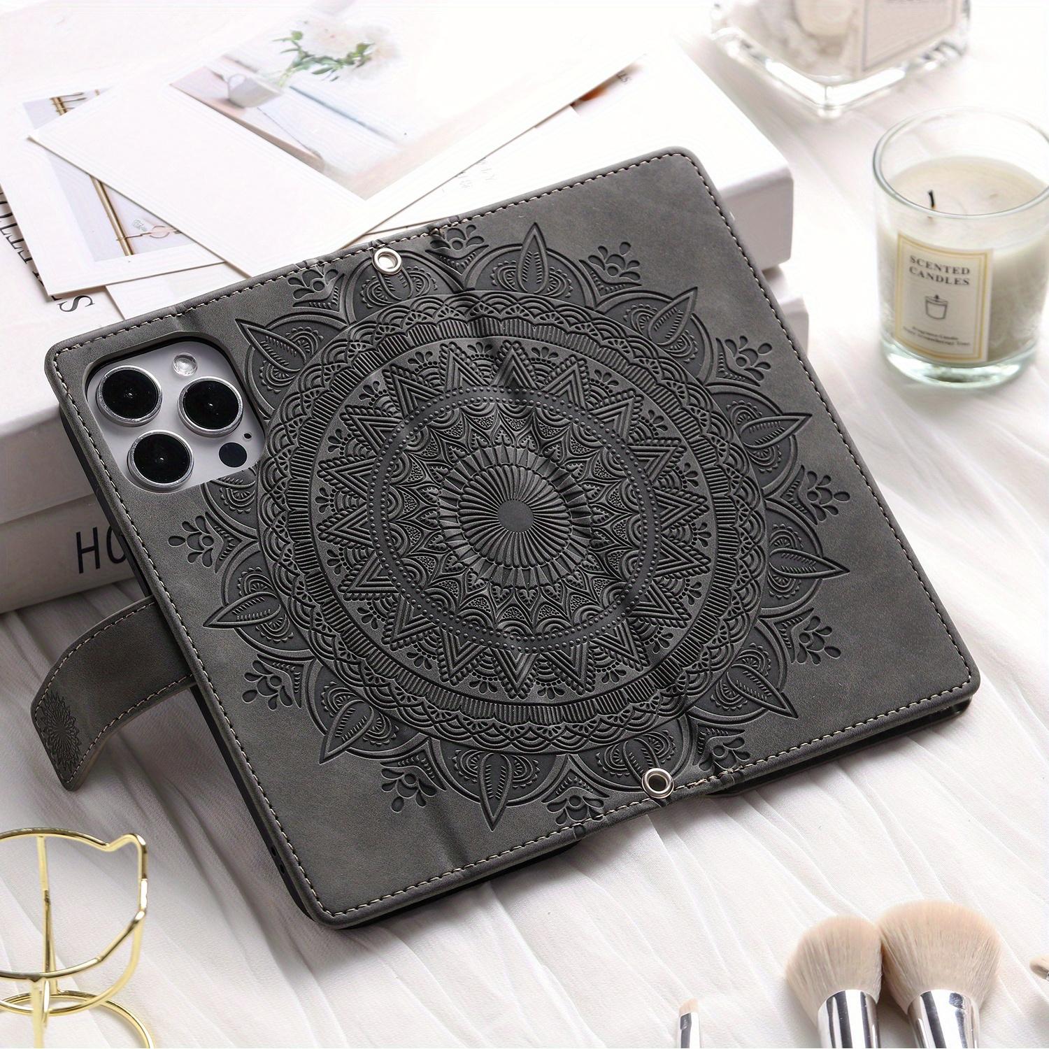Pu Synthetic Leather Case for Various Iphone Models, Including 17, Air, 16e, 16, 15, 14, 13, 12 Mini, 11 Pro, X, Xs Max, Xr, 8, 7 Plus, Se, 5g From 2023 and 2020, Embossed Flower Design, Wallet with Card Holder