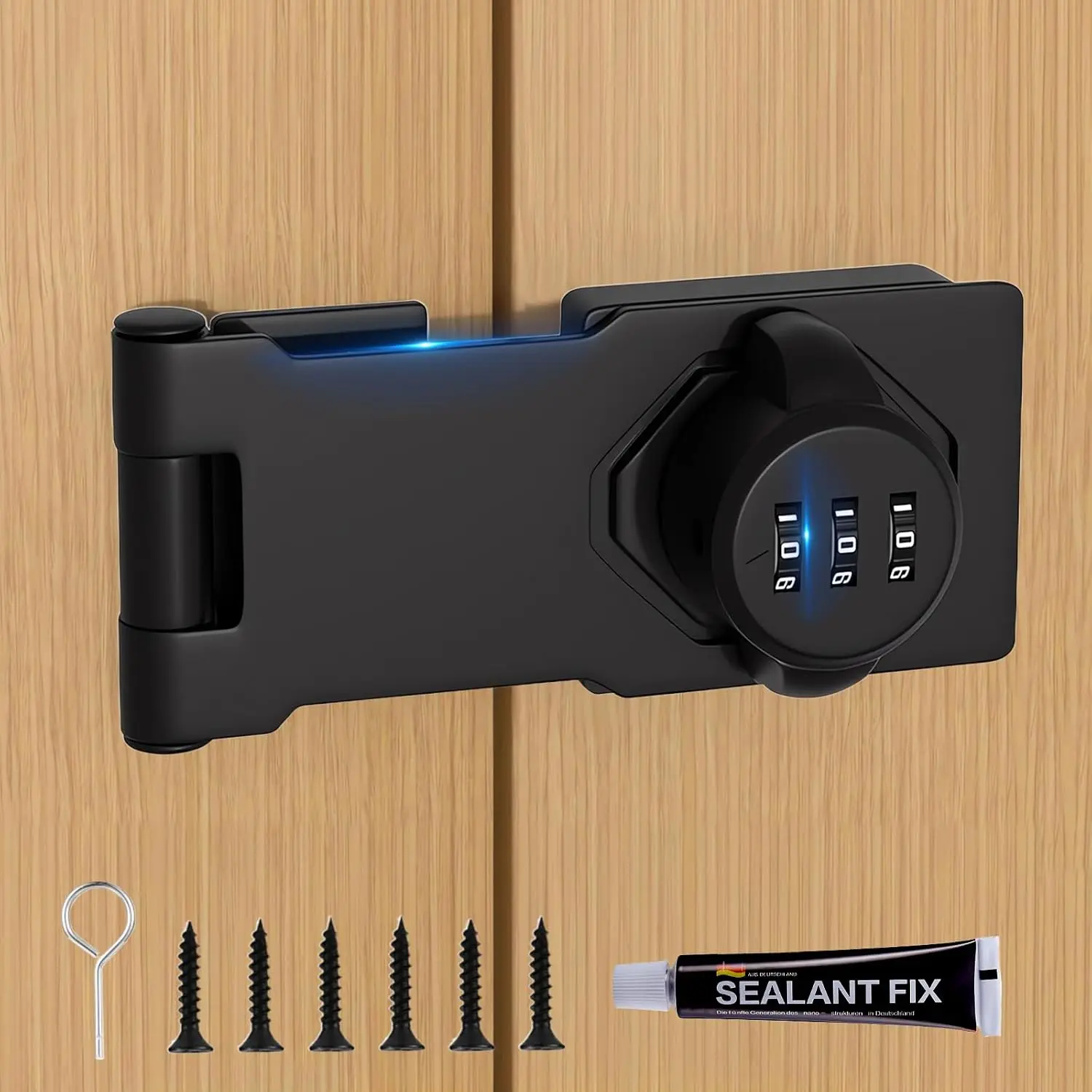 Bifold Door Lock - Closet Lock 3-Digit Anti- Keyless Cabinet Locks with Combination - 180  Password Hasp Locks Closet Double Door Lock for Folding Barn Shed Garden Pantry Cupboard 4.5Inch