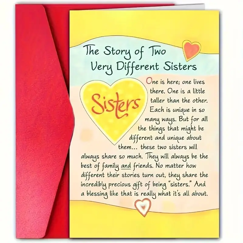 Cute Friendship Cards for Sisters and Best Friends, High-Quality Birthday and Thank You Cards, Sturdy Envelopes Included