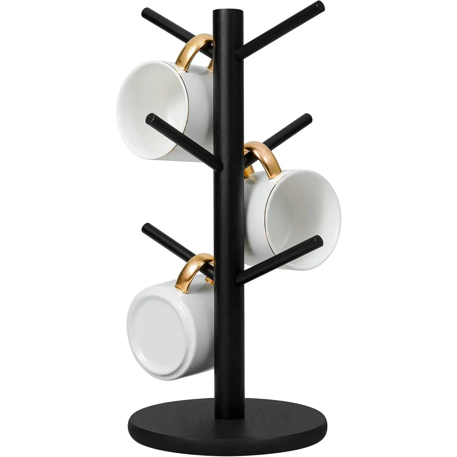 Mug Holder Tree, Coffee Cup Holder with 6 Hooks (Black),makeup,cosmetic,storage,stackable,organizer,multifunctional,pantry,unit,,shoe,rack,small,two,tier,dish,countertop,tall
