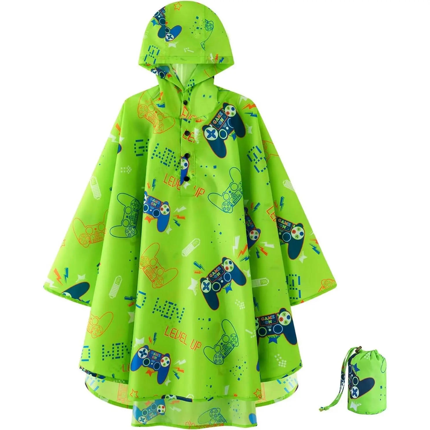 Lightweight Rain Poncho for Kids, Waterproof Reusable Hooded, Rain Jacket for Boys and Girls