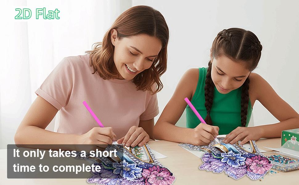 2D FLAT2D Flat High Heels Print DIY Diamond Painting Tabletop Ornaments Kit Table Top Diamond Painting Ornament Kits for Home Office Desktop DecorDIY Diamond Painting Kit for Adults & Beginners, Sparkling Art & Perfect Festive Gift