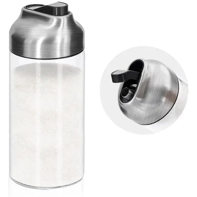 12 OZ Glass Sugar Dispenser with Pour Spout, Weighted Pourer, for Coffee,  & Baking