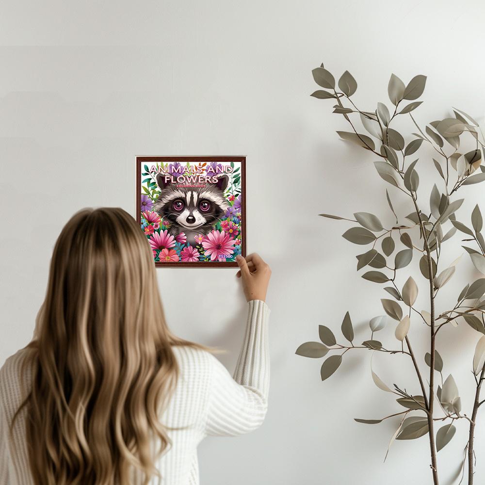 Animal & Flower Pattern Drawing Book, 30 Sheets 100gsm Thick Paper Spiral Coloring Book, DIY Painting Supplies for Stress Relief