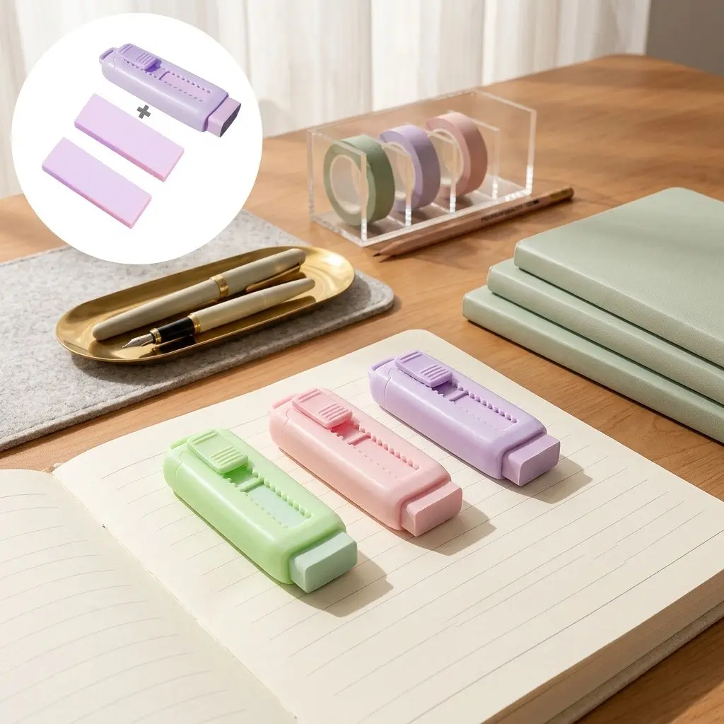 3pcs Erasable Writing Tools, Clean Ink Removal, Ideal for Students & Sketching, Soft Macaron Color Palette, No Residue Left Behind