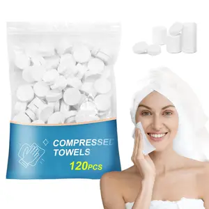 120 PCS Compressed Towels Bulk Coin Tissues Portable Mini Disposable Face Compressed Camping Towels  Travel Home Hotel and Outdoor Activities