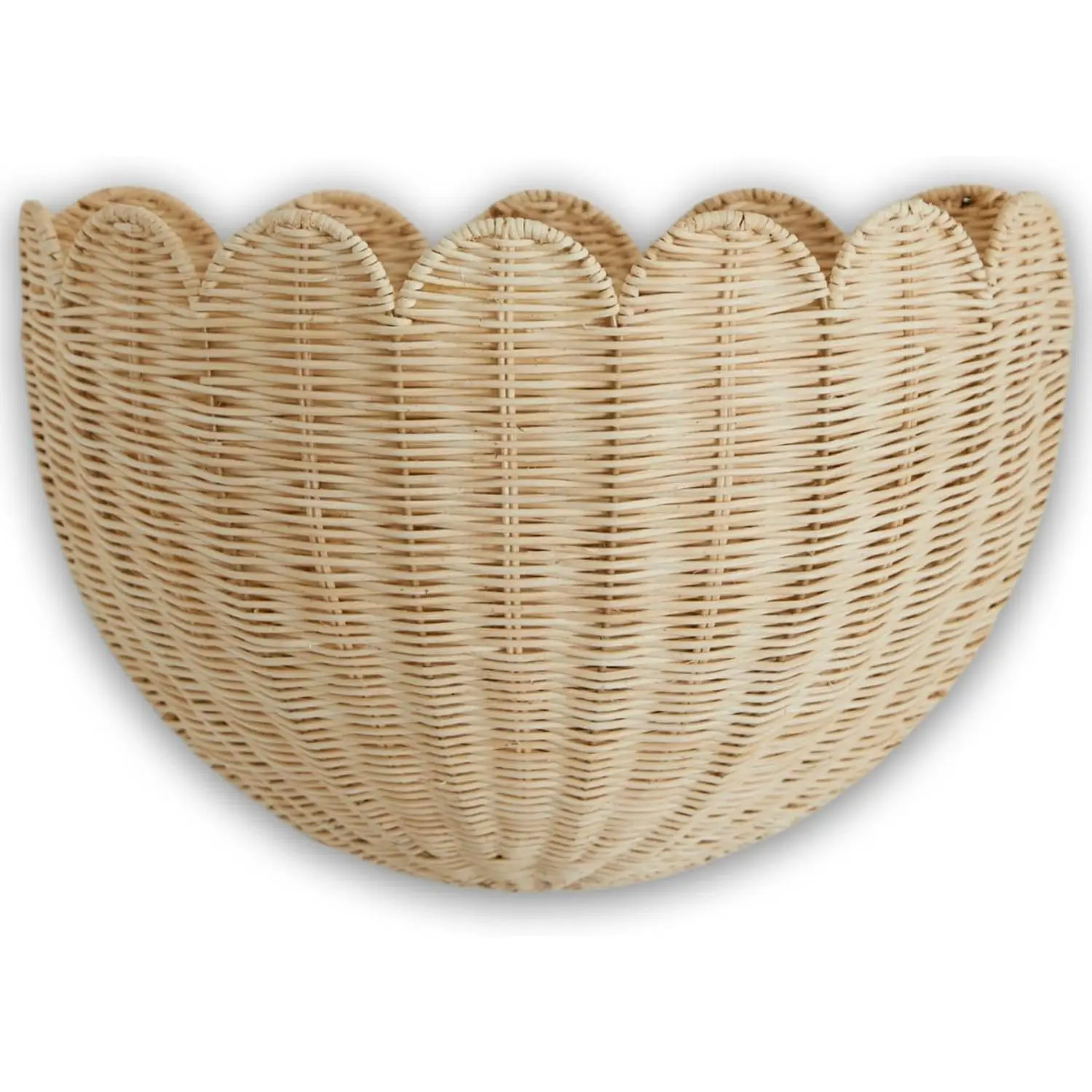 Scalloped Wicker Wall Basket - The Original - Hand Woven Basket - Scalloped Décor Wall Hanging Baskets -16" x 10" x 7"In - Hanging Wall Basket (Natural)
