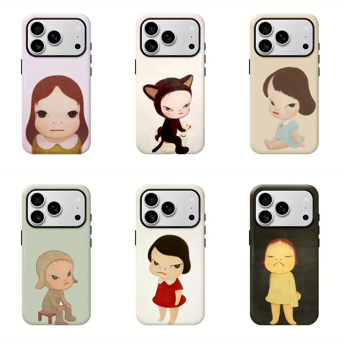 Yoshitomo Nara Rubber-Plastic Shock-Resistant Wireless Smartphone Case - Durable Mobile Device Accessory