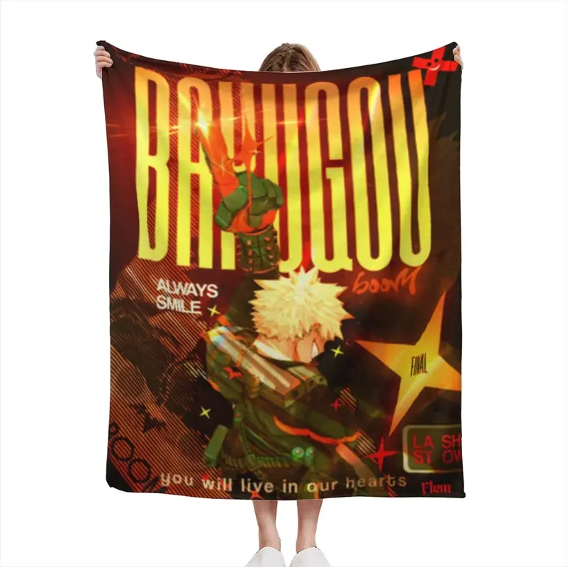 My Hero Aca-demia Bakugo Katsuki Magazine Style Throw Blanket Explosive Anime Graphic Soft Warm Microfiber Fleece Blanket Bed Couch Sofa Decor Inches