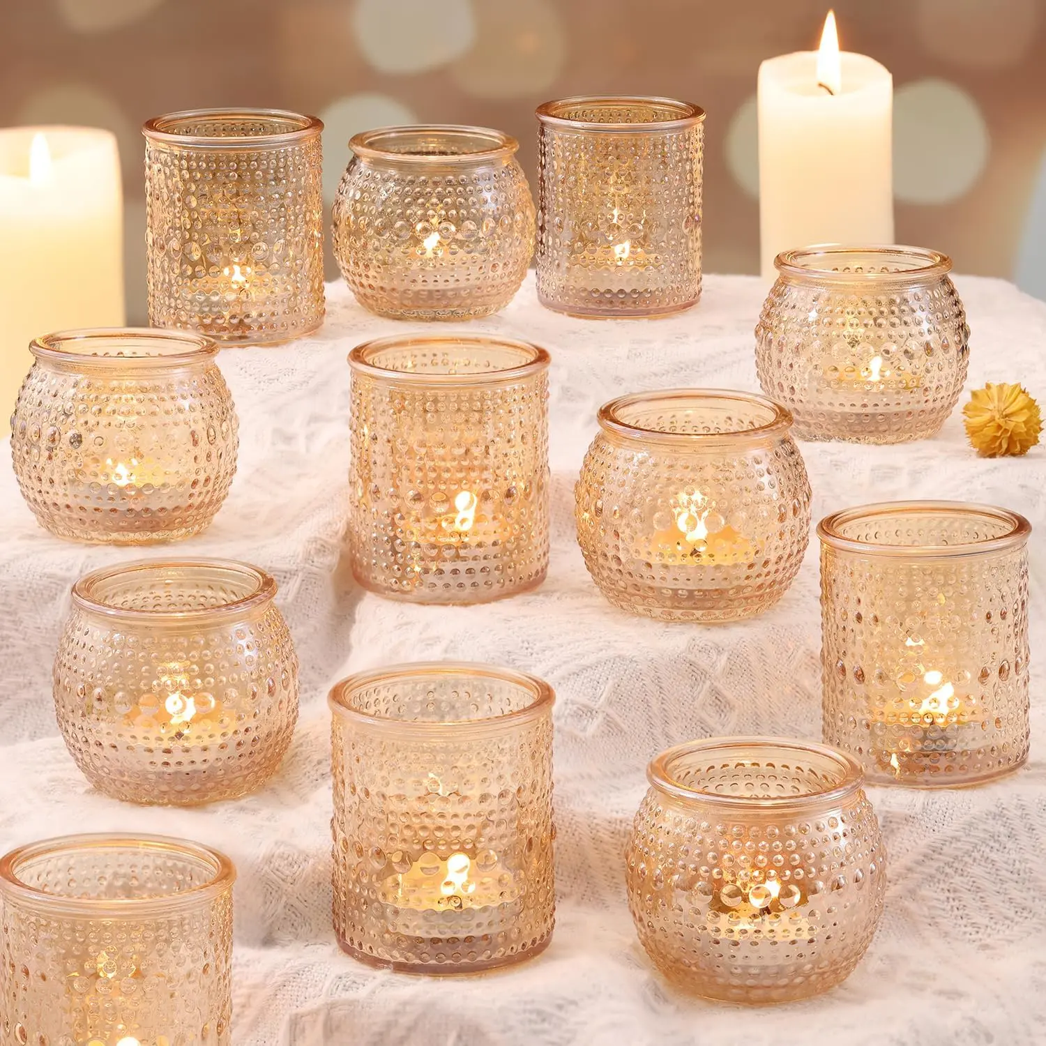 16 Pcs Gold Votive Candle Holders Gold Centerpieces for Tables, Assorted Tealight Candle Holders for Wedding Table Decor, Rehearsal Dinner, Engagement, Birthday Party Decorations