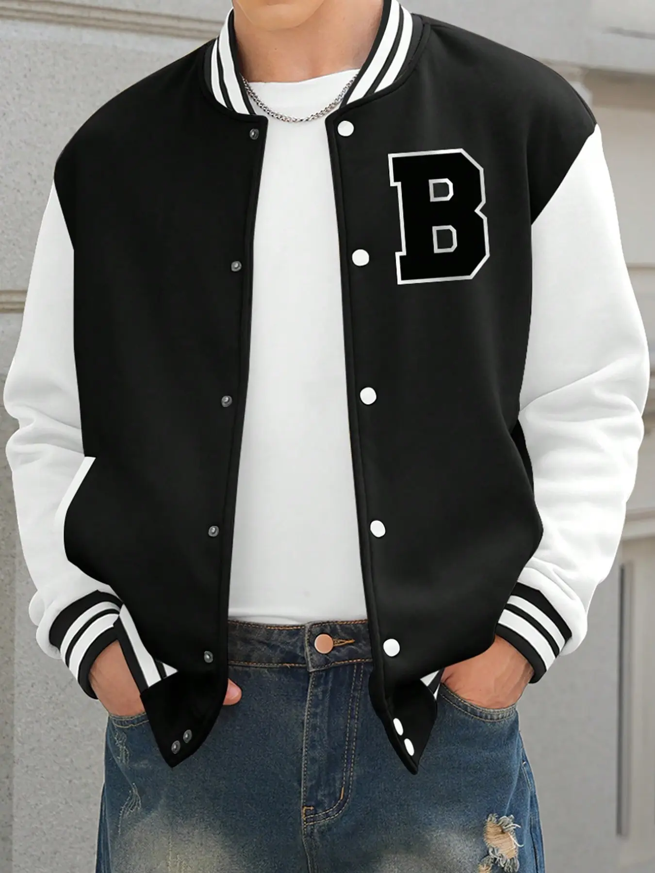 Men's Vintage American Style Baseball Jacket, Loose Fit Jacket, Long Sleeve, Colorblock Letter Design, Casual Daily Wear, Commute, Travel, Fitness, Trendy Patchwork, Menswear