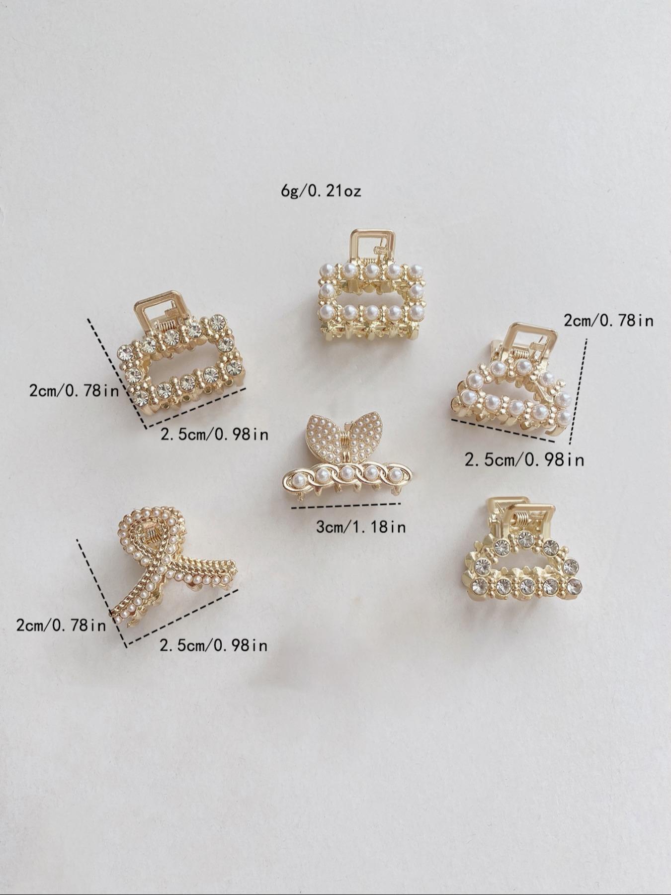 Faux Pearl Decorated Hair Claw Claw Clips, 7counts Hair Clip Set Cute Accessories for Women & Girls, Minimalist Summer Outfits 2024 Headwear for Hair, Party, Daily Clothing Decor