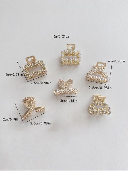 Faux Pearl Decorated Hair Claw, 7counts Hair Clip Set Cute Accessories for Women & Girls, Minimalist Summer Outfits 2024 Headwear for Hair, Party, Daily Clothing Decor